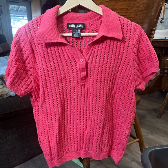 DKNY Jeans Coral Knit Button-Up (79) - Picture 3 of 11